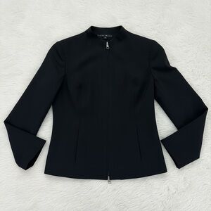 Jenne Maag Women's Black Full Zip Mock Neck Jacket - Size P (Small Petite) 
 b82
